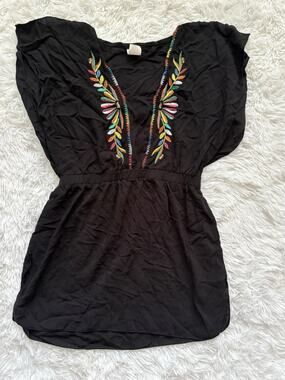 Sol Swim Women’s S Black Multicolor Detail Rayon Swim Dress. Beautiful